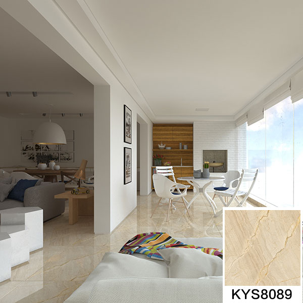 网信快3大理石瓷砖土耳其浅灰白KYS8089瓷砖客厅成效图