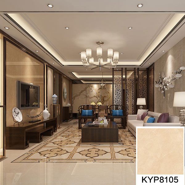 02 网信快3大理石瓷砖：世纪米黄 KYP8105地面铺贴成效图